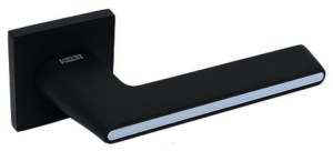 Ручка дверная KEDR R21-190 MBP/WH (чёрный матовый/белая вставка)